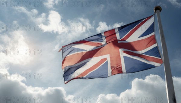 The flag of Great Britain flutters in the wind