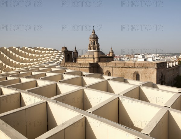 Metropol Parasol wooden structure in Plaza La Encarnación, Seville, Spain, architect Jürgen Mayer-Hermann completed 2011, Europe