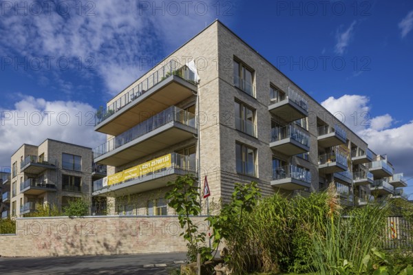 New development area Hafen City, on the site of the old neustädter Elbhafen harbour, Wohnungsbau Dresden, Dresden, Saxony, Germany, Europe