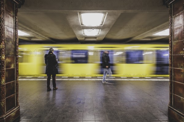 The underground line 3 runs at Fehrbelliner Platz in Wilmersdorf in Berlin, 27 February 2024. Berliner Verkehrsbetriebe (BVG) have announced strikes for Thursday and Friday