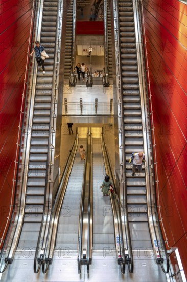 The metro, underground, light rail, in Copenhagen, 4 lines have been crossing the city since 2002, modern, driverless, automatic trains run every 2 minutes, Denmark, Europe