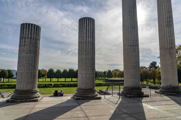 Xanten Archaeological Park, open-air museum on the site of the former Roman city of Colonia Ulpia Traiana, North Rhine-Westphalia, Germany, Ruins, replica of the harbour temple, in Xanten Archaeological Park, open-air museum on the site of the former Roman city of Colonia Ulpia Traiana, North Rhine-Westphalia, Germany, Europe