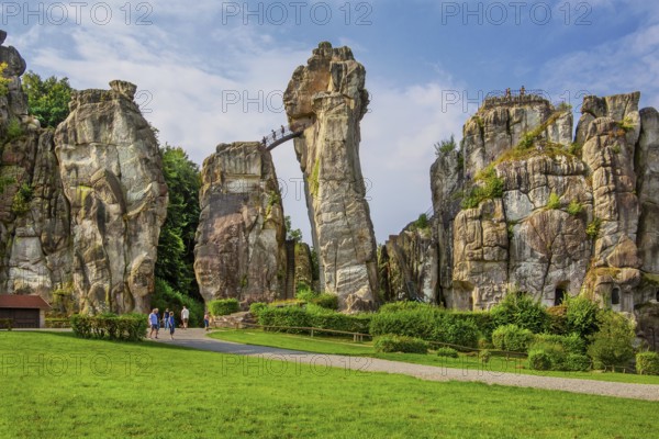 Externsteine, sandstone rock formation. Horn-Bad Meinberg, Teutoburg Forest, North Rhine-Westphalia, Germany, Europe