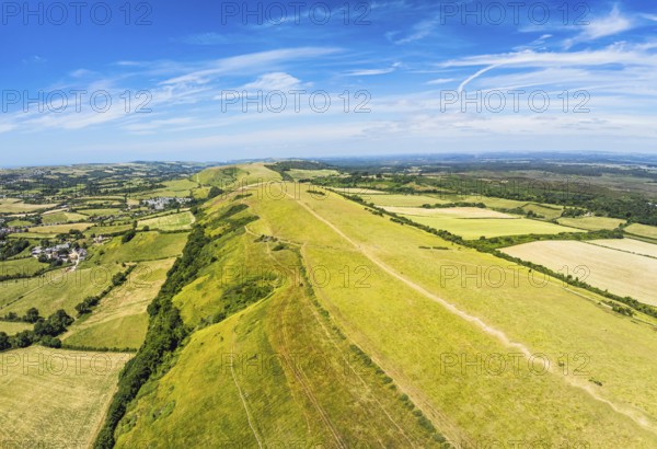 Ballard Cliff over Studland from a drone, Jurassic Coast, Dorset Coast, Poole, England, United Kingdom, Europe