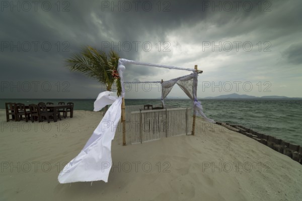 Tourism, hotspot, photo point for selfies and influencers, at sunrise and stormy wind, Sivalai Beach, Koh Mook Island, Andaman Sea, Satun Province, Southern Thailand, Thailand, Asia