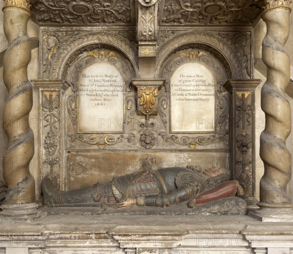 Sir John Newton d 1661 tomb monument, Bristol cathedral church, Bristol, England, UK