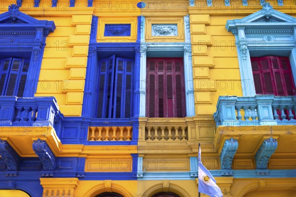 Argentina, colorful buildings of El Caminito, a popular tourist destination in Buenos Aires, South America