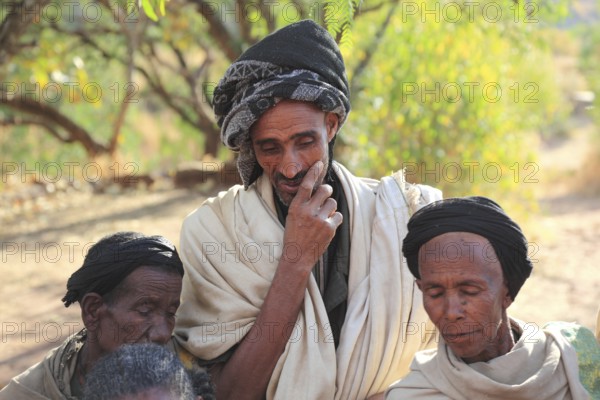 Pilgrims at the rock-hewn churches in Lalibela, Ethiopia, Africa
