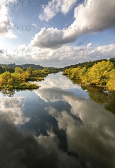 The Ruhr near Bochum-Stiepel, right and Hattingen-Blankenstein, North Rhine-Westphalia, Germany, Europe