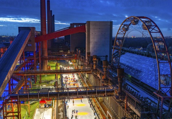 The ice rink at the Zollverein coking plant, Zollverein Coal Mine Industrial Complex World Heritage Site, North Rhine-Westphalia, Germany, Europe