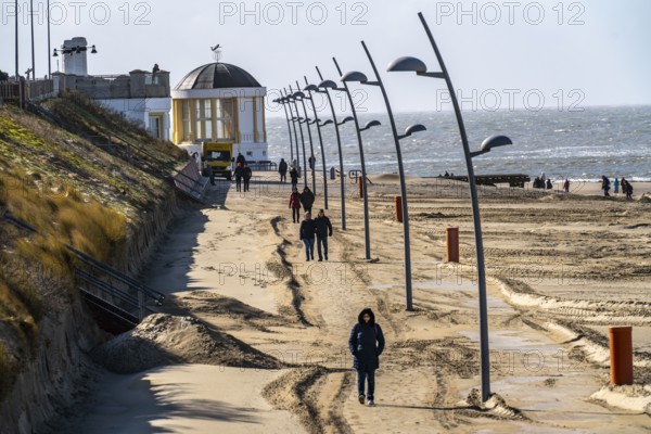 Beach promenade, bandstand, Borkum, island, East Frisia, winter, season, autumn, Lower Saxony, Germany, Europe