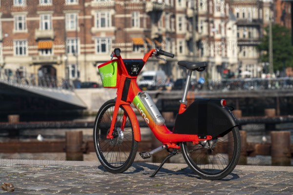 Rental bike, e-bike, from the provider Lime, in Copenhagen, Denmark, Europe