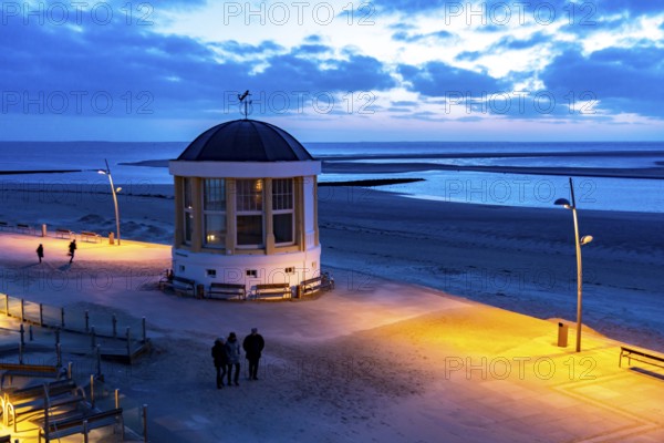 Beach promenade, bandstand, west beach, beach walk, beach, island, East Frisia, winter, season, autumn, Lower Saxony, Germany, Europe