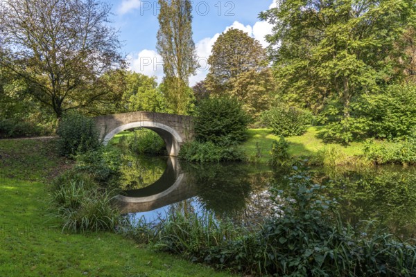 The historic Raffelbergpark in the Speldorf district, part of the former Raffelberg brine baths, Mülheim an der Ruhr, North Rhine-Westphalia, Germany, Europe