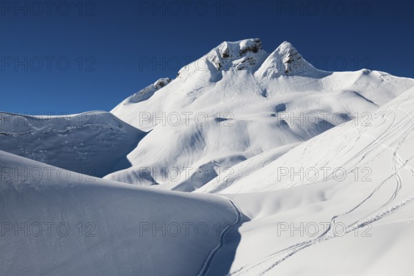 Snow-covered mountain landscape, Damüls, Bregenzerwald, Vorarlberg, Austria, Europe