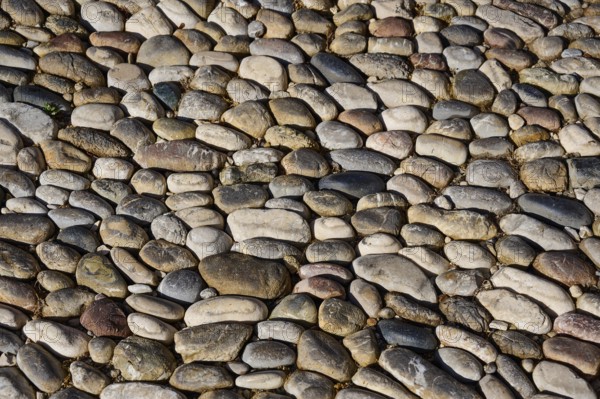 Detailed view of an area paved with different coloured pebbles, Knights Street, Rhodes Old Town, Rhodes Town, Rhodes, Dodecanese, Greek Islands, Greece, Europe
