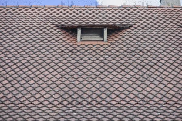 Roof with historic dormer window, Bamberg, Upper Franconia, Bavaria, Germany, Europe