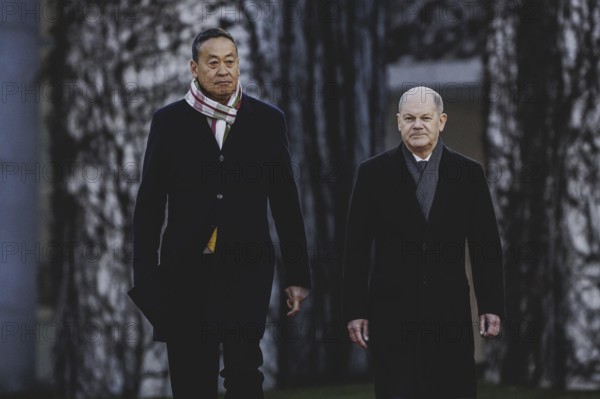 (R-L) Olaf Scholz (SPD), Federal Chancellor, and Srettha Thavisin, Prime Minister of Thailand, pictured during a joint meeting in Berlin, 13 March 2024