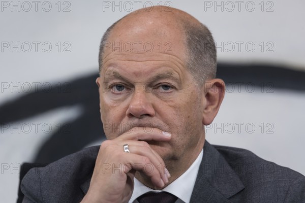 Olaf Scholz (Federal Chancellor of the Federal Republic of Germany, SPD) at a press conference after the Minister Presidents' Conference with the heads of government of the federal states in the Federal Chancellery, Berlin, 20 June 2024