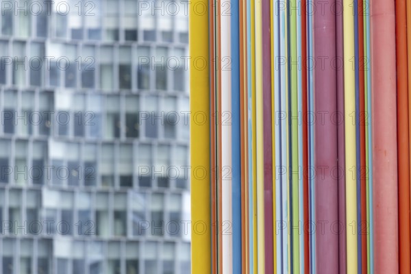 Le Moretti tubes, ventilation tower, designed by the artist Raymond Moretti, La Défence, largest office block in Europe, Paris, Île-de-France, France, Europe