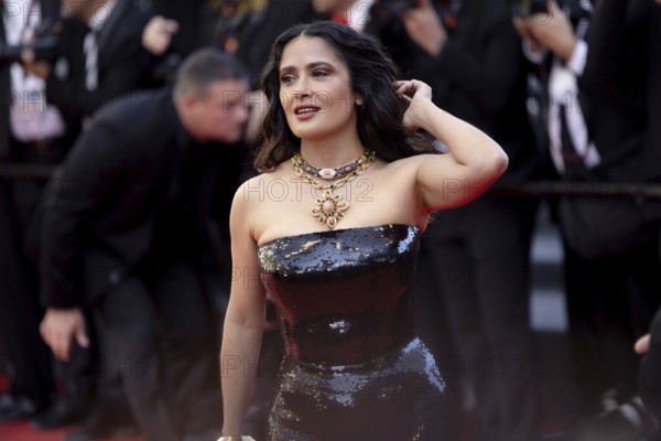 Cannes, France, 18.5.2024: Salma Hayek at the premiere of Emilia Perez on the red carpet of the Palais des Festivals during the 77th Cannes International Film Festival. The 77th Cannes International Film Festival will take place from 14 to 25 May 2024, Europe