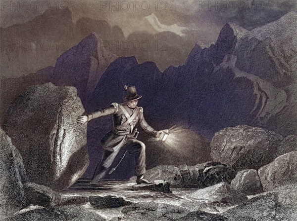 American engineer delivering dispatches, Historical, digitally restored reproduction from a 19th century original, Record date not stated