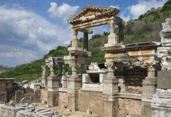 Trajan's Fountain, ruins of Ephesus, ancient archaeological site, Izmir province, Turkey, Asia