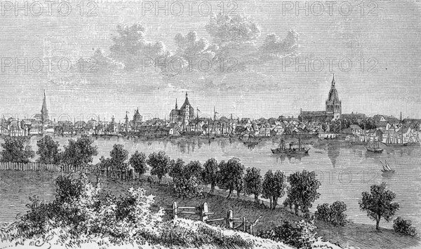 Rostock, Mecklenburg-Vorpommern, in Germany, in 1880, Historical, digital reproduction of an original from the 19th century