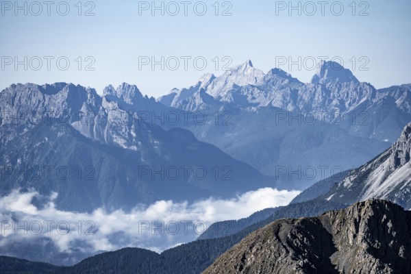 View from the Carnic main ridge to the Sesto Dolomites, Carnic Alps, Carinthia, Austria, Europe