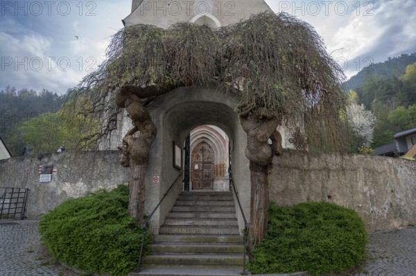 Stairway to the parish church of Maria am Sand, 15th century, Vintlerweg, Milland, Province of Bolzano, South Tyrol