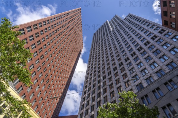 High-rise buildings in the city centre near the central station, Skyline, in the city centre of The Hague, Netherlands