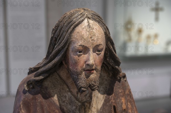 Head of Christ, detail of the Palmesel, wooden figure from around 1520, Diözesan Museum, . Rottenburg, Baden-Württemberg, Germany, Europe