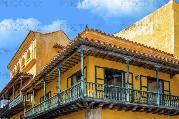 Columbia, Unesco site, colorful Cartagena Walled City Cuidad Amurrallada in historic city center