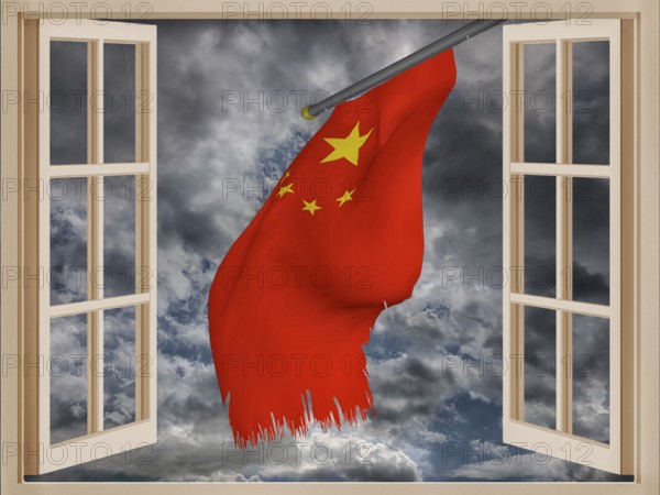 Symbolic image, fragile alliances, China versus USA-EU-Japan, Western value system, world stock markets, protectionism, communism, freedom, dictatorship, human rights, open trade, economic systems, directional decision, democracy, liberal society