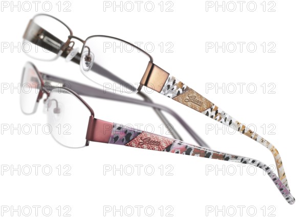 Two stylish Guess glasses on a white background, studio shot