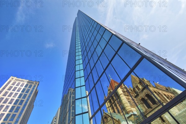 Boston, MA, USA-October 20, 2017: Boston, Famous Copley Square and city skyline