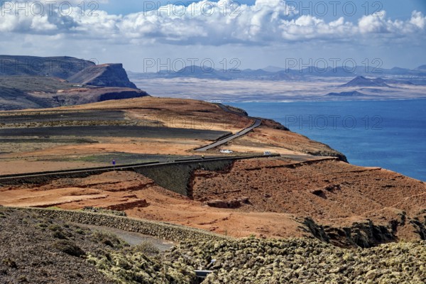 View from the Mirador del Río viewpoint designed by artist César Manrique, Lanzarote, Canary Islands, Canary Islands, Spain, Europe