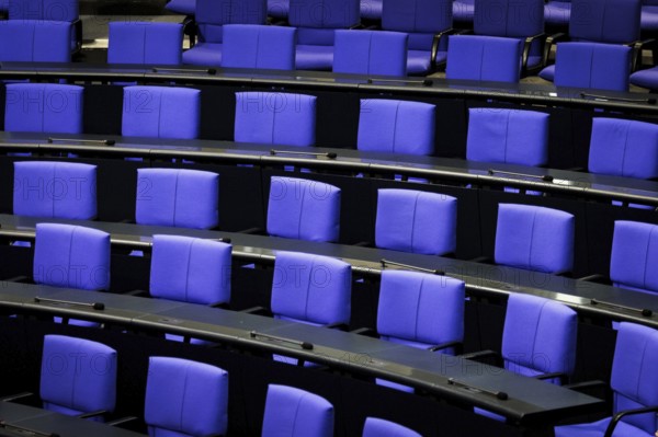 Empty chairs in the German Bundestag. Berlin, 13.06.2024