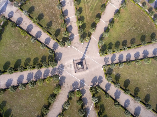 Aerial view of the circus in Putbus on the island of Rügen. The Circus Putbus is considered to be the last roundabout in Germany that Prince Wilhelm Malte I of Putbus had built, 13/09/2016