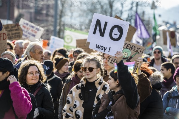 Slogans against right-wing extremism, Demonstration against right-wing extremism, Freiburg im Breisgau, Baden-Württemberg, Germany, Europe