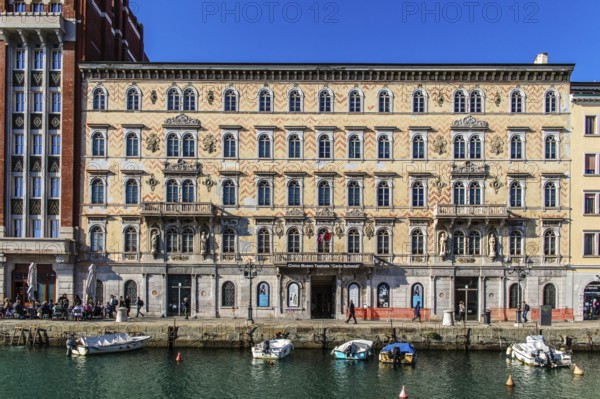 Palazzo Gopcevich, trading and residential houses of old families on the Grand Canal in the heart of Borgo Teresiano, Trieste, harbour town on the Adriatic, Friuli, Italy, Trieste, Friuli, Italy, Europe