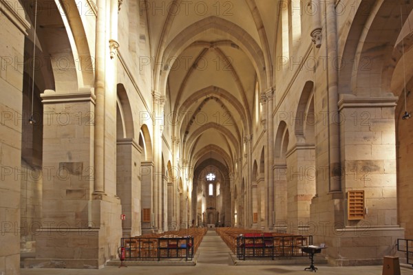 Interior view of the Romanesque abbey church, Otterberg, Palatinate Forest, Rhineland-Palatinate, Germany, Europe