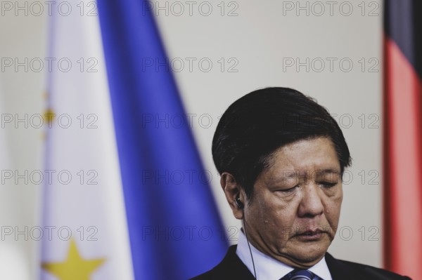 Ferdinand Marcos Jr, President of the Philippines, speaks to the media after a joint meeting with Olaf Scholz (not pictured), German Chancellor, in Berlin, 12 March 2024