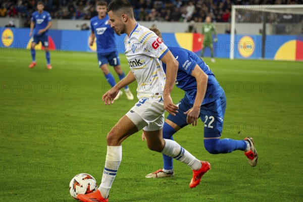 Football UEFA Europa League, 2024/25 season, matchday 2: TSG Hoffenheim v Dynamo Kyiv. On the ball: Nazar Voloshyn (9, Kiev)
