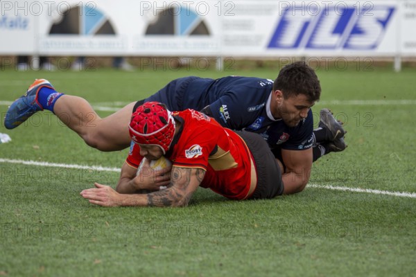 Rugby: Germany against MKS Pogon Awenta Siedlce, Poland in Heidelberg (Test match of the German national rugby team in preparation for the upcoming World Cup qualifiers. Picture: Try for Germany