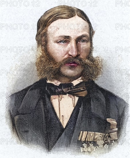 Heinrich Barth (1821-65) German explorer and geographer, was commissioned by the British government to accompany James Richardson (d. 1851) and the German geologist Adolf Overweg (d. 1852) on an expedition to North and Central Africa (1850-1855), Historical, digitally restored reproduction from a 19th century original, Record date not stated