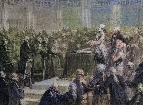 The king accepts the constitution and swears to it. 14 September 1791. Louis XVI 1754-1793. King of France 1774-1792, Historical, digitally restored reproduction from a 19th century original, Record date not stated