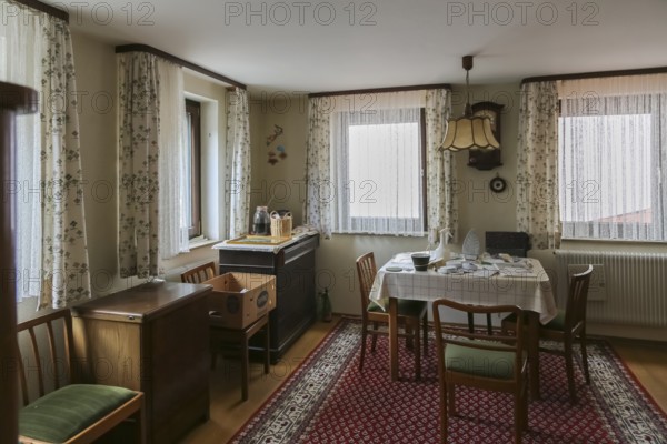 Lost Places, abandoned house, vacant building, old-fashioned furniture, good parlour, living room 1950s style, living in the economic miracle, furniture of the 50s, district Honau, Lichtenstein, Baden-Württemberg, Germany, Europe