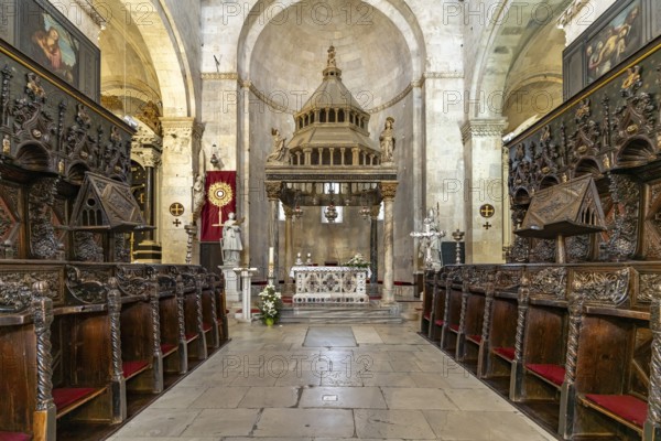 Interior of the Cathedral of St Laurence in Trogir, Croatia, Europe