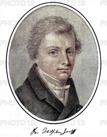 Wilhelm Hauff, born 29 November 1802 - 18 November 1827, was a German writer of the Romantic period, digital reproduction of an original from the 19th century